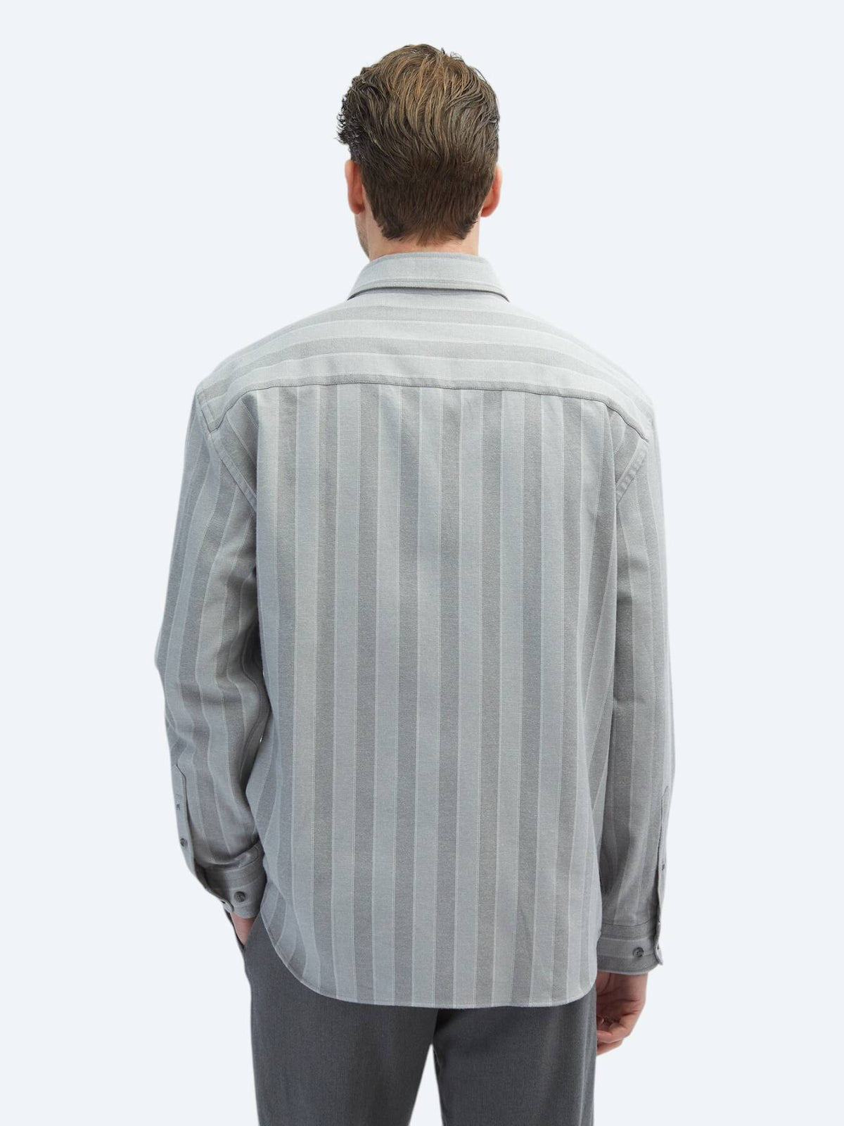 Gestreiftes, gewebtes, legeres Hemd aus Baumwollmischung in Oversize-Passform