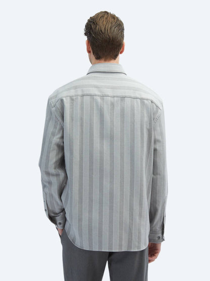 Gestreiftes, gewebtes, legeres Hemd aus Baumwollmischung in Oversize-Passform