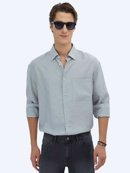 Einfaches Oversized Gewebtes Freizeithemd