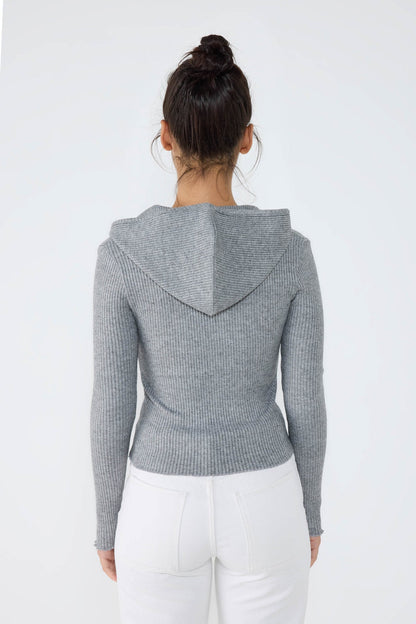 Strickcardigan mit Kapuze und Reißverschluss
