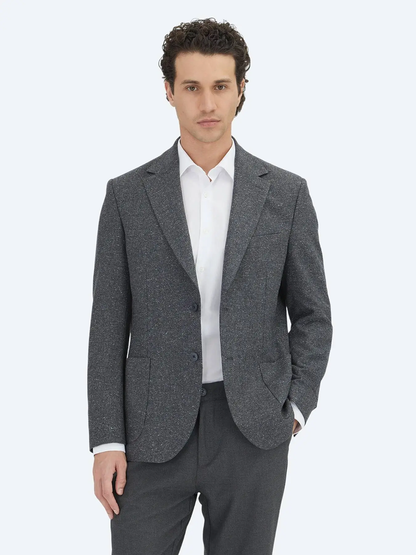 Grau Micro Modern Fit 100% Wolle Jacke