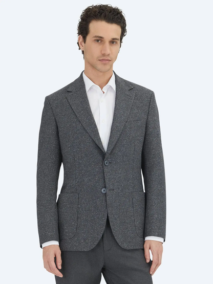 Grau Micro Modern Fit 100% Wolle Jacke