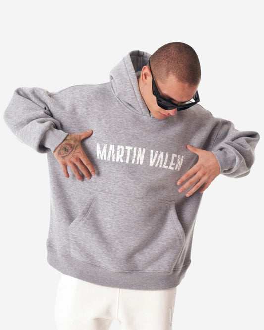 Designer Graues Kapuzen-Sweatshirt von Grieto Martin Valen - Groß