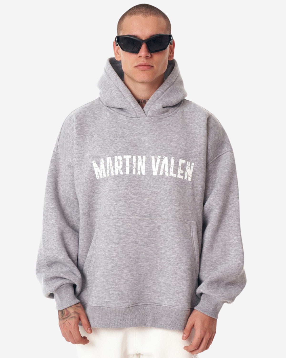 Designer Graues Kapuzen-Sweatshirt von Grieto Martin Valen - Groß