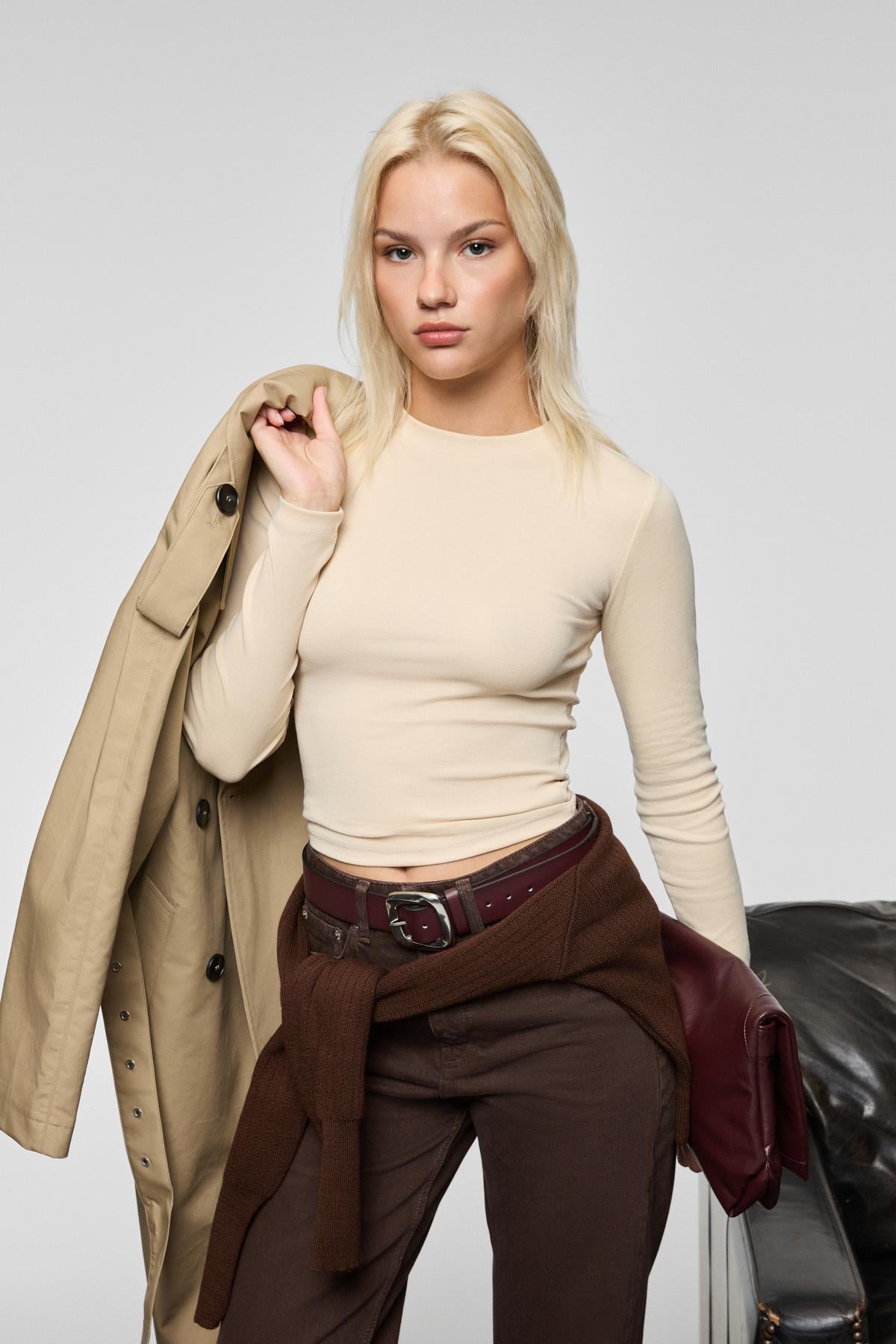 GRIMELANGE GRIGROS Damen Slim Fit Langshirt Beige