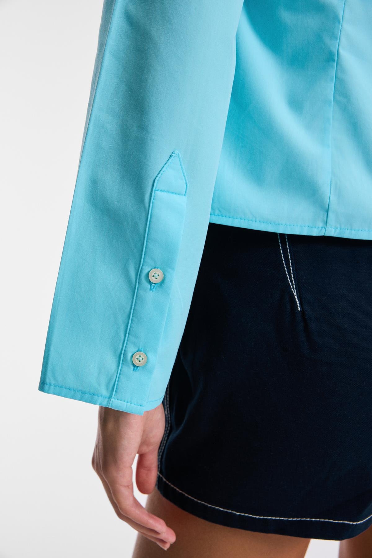 GRIMELANGE GRINNE Damen Schmale Lange Bluse Blau