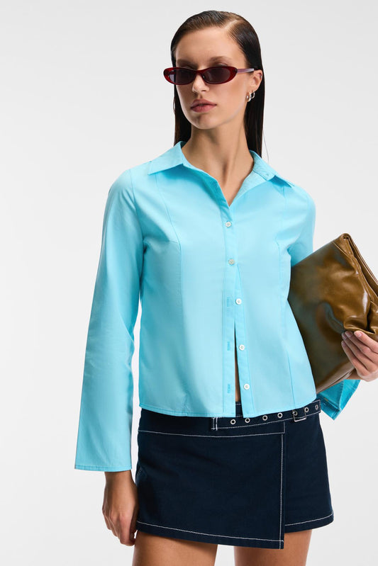 GRINNE Damen Schmale Lange Bluse