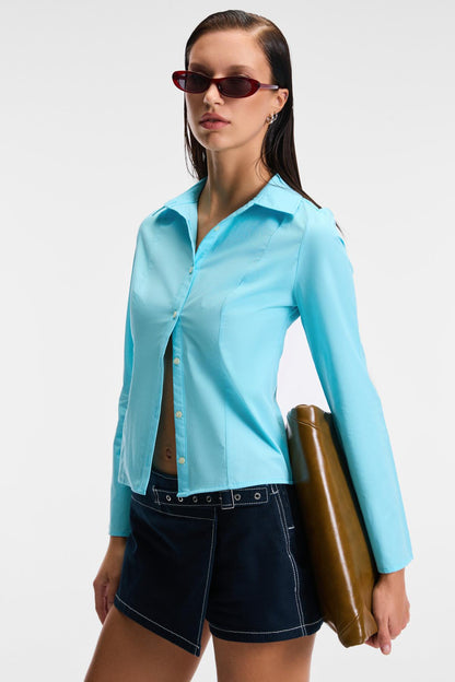 GRINNE Damen Schmale Lange Bluse