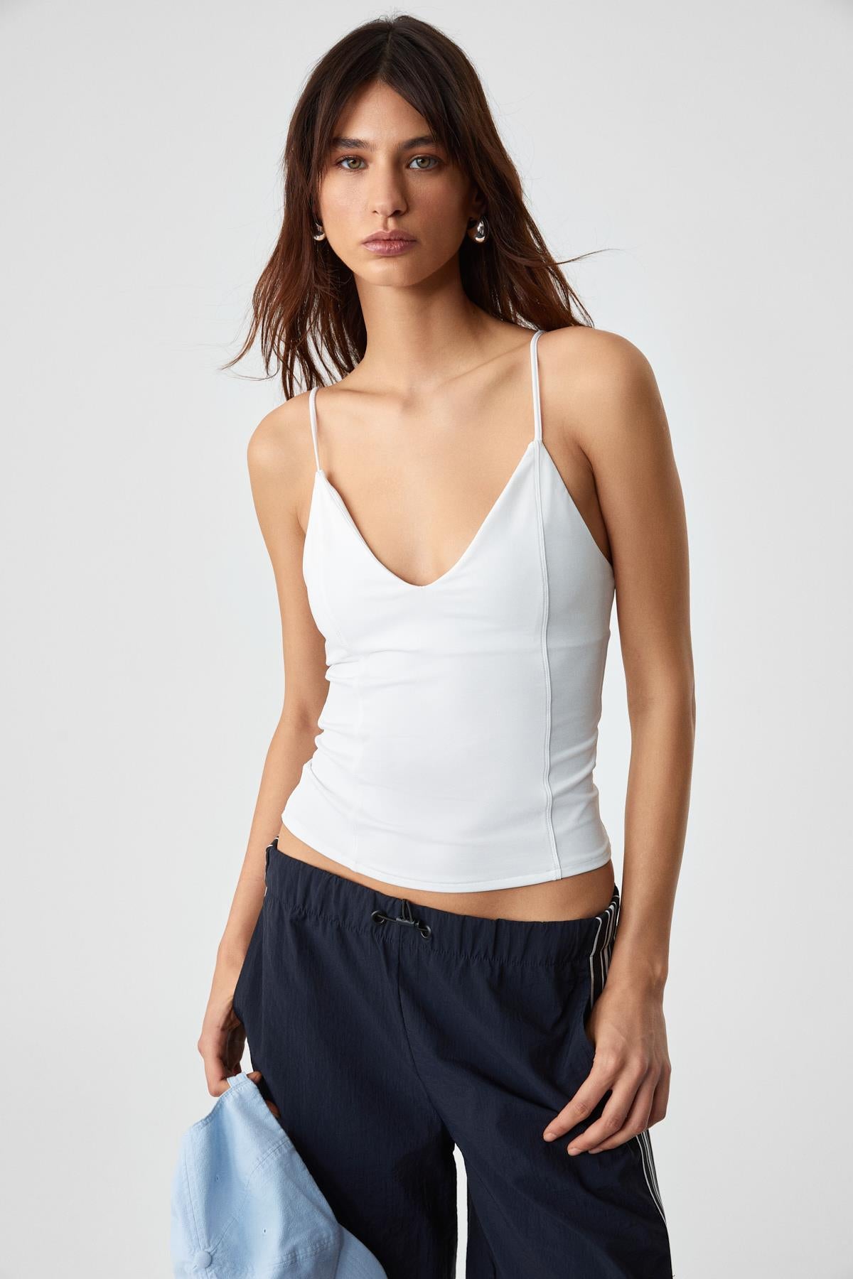 ETHIQUET GUBBIO Damen Asymmetrisch Ärmellos Bustier Weiß