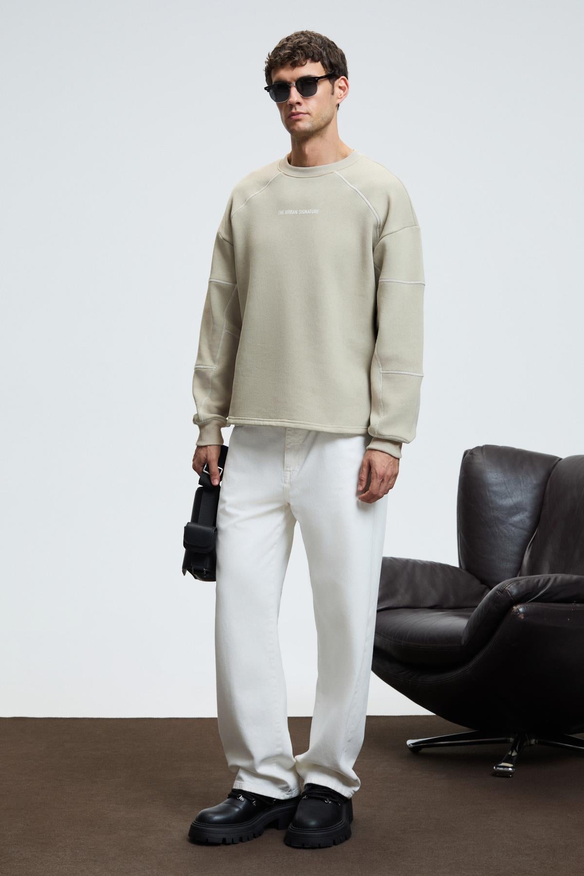 Herren Sweatshirt Rundhals Druck