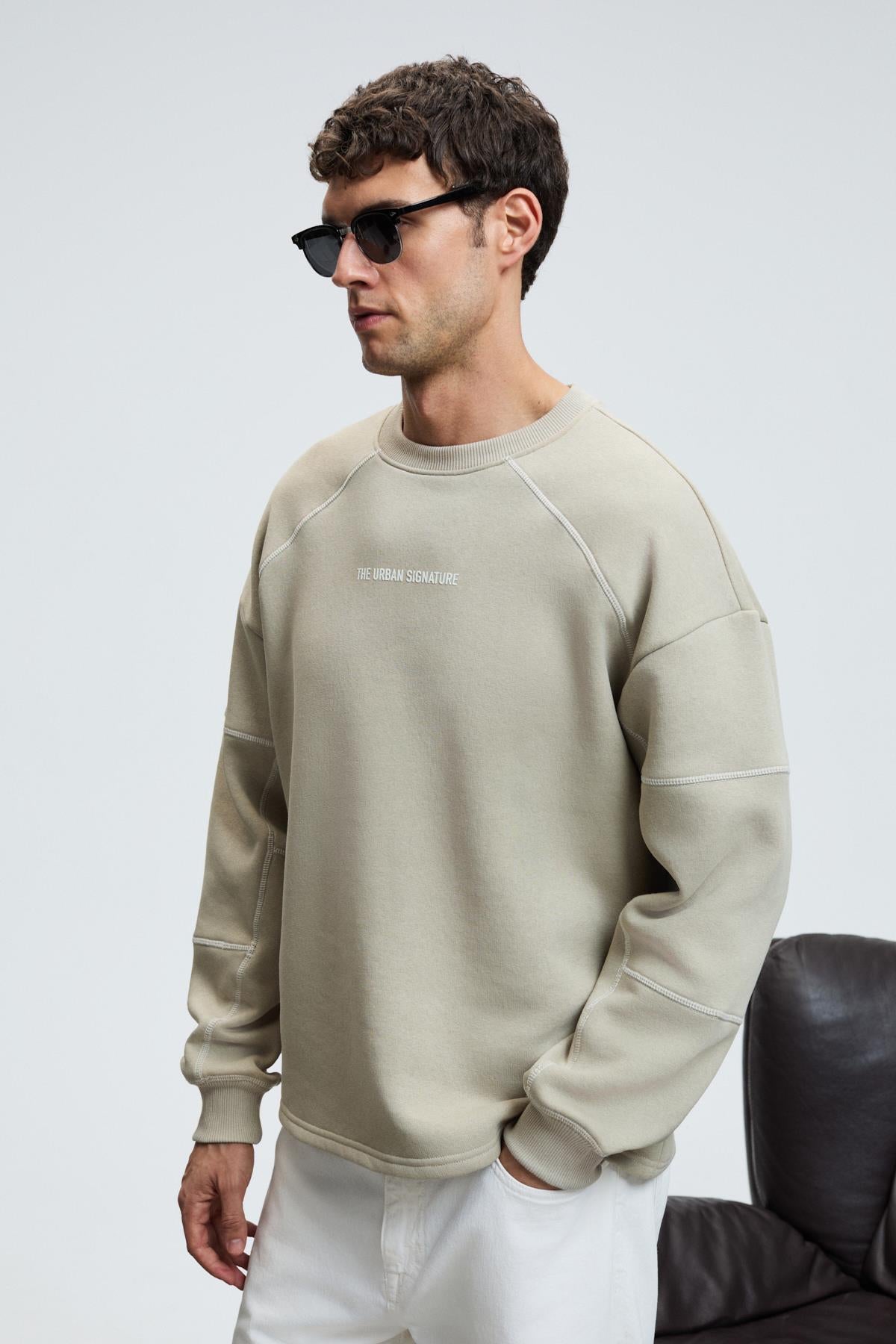 Herren Sweatshirt Rundhals Druck