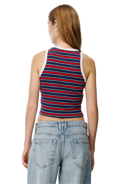 Gestreiftes Halterneck Crop Bodysuit