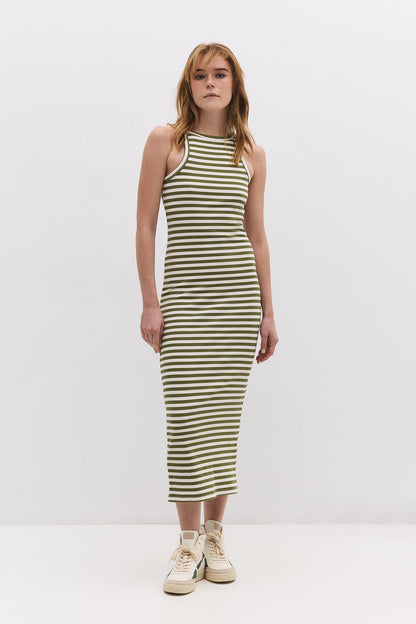 Gestreiftes Midikleid mit Neckholder