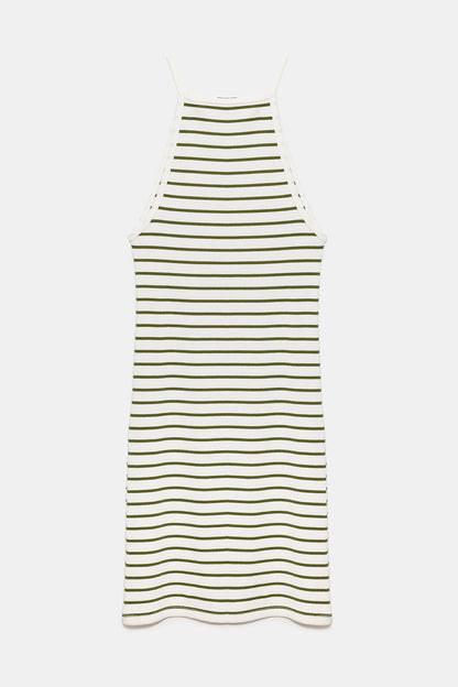 Neckholder-Minikleid mit Streifen