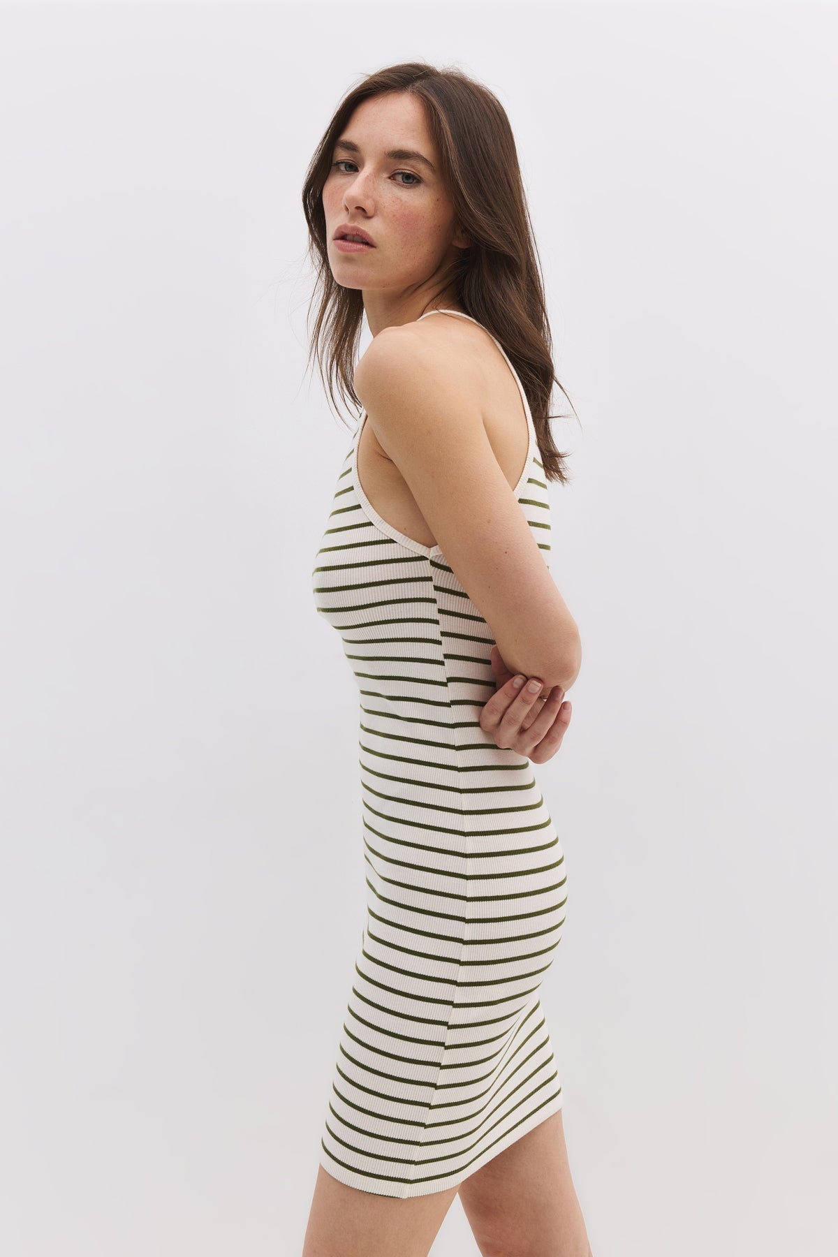 Neckholder-Minikleid mit Streifen