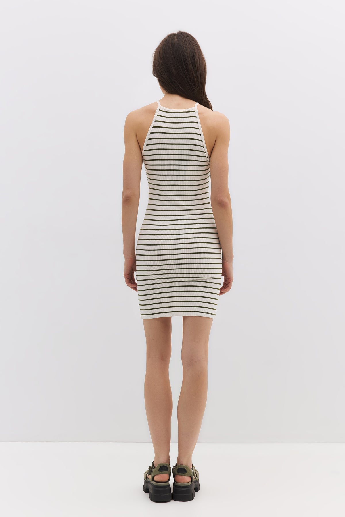 Neckholder-Minikleid mit Streifen