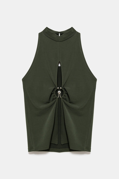 Neckholderbluse mit V-Ausschnitt