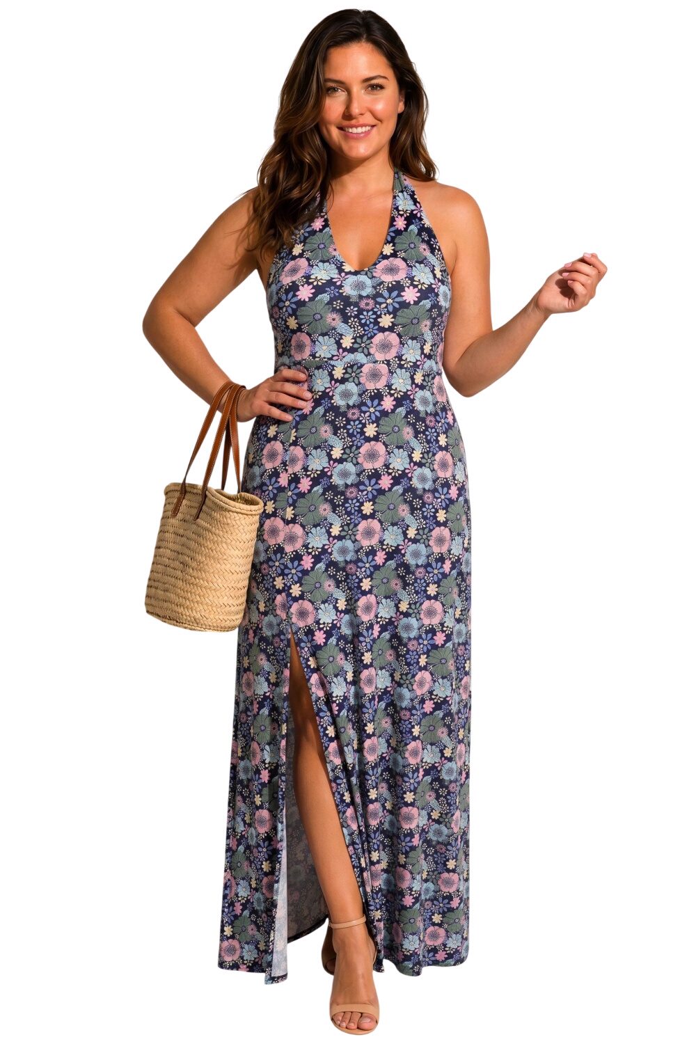Halter Neck Split Maxi Kleid