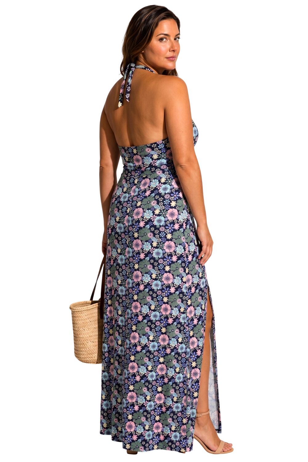 Halter Neck Split Maxi Kleid