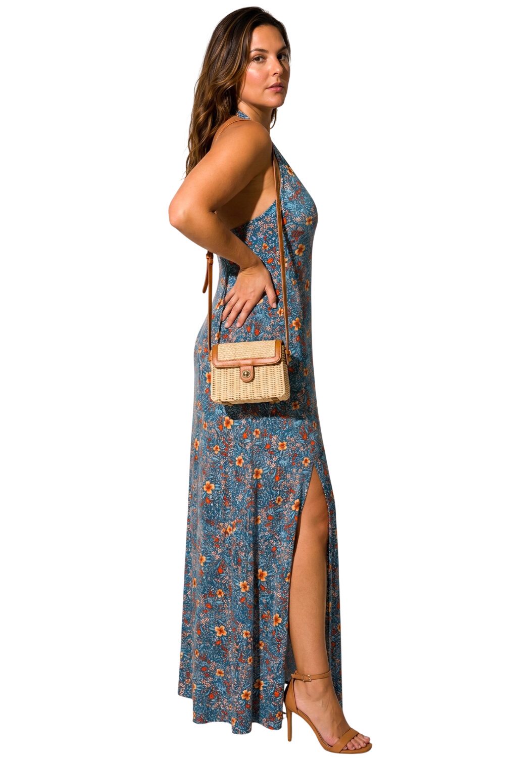 Halter Neck Split Maxi Kleid