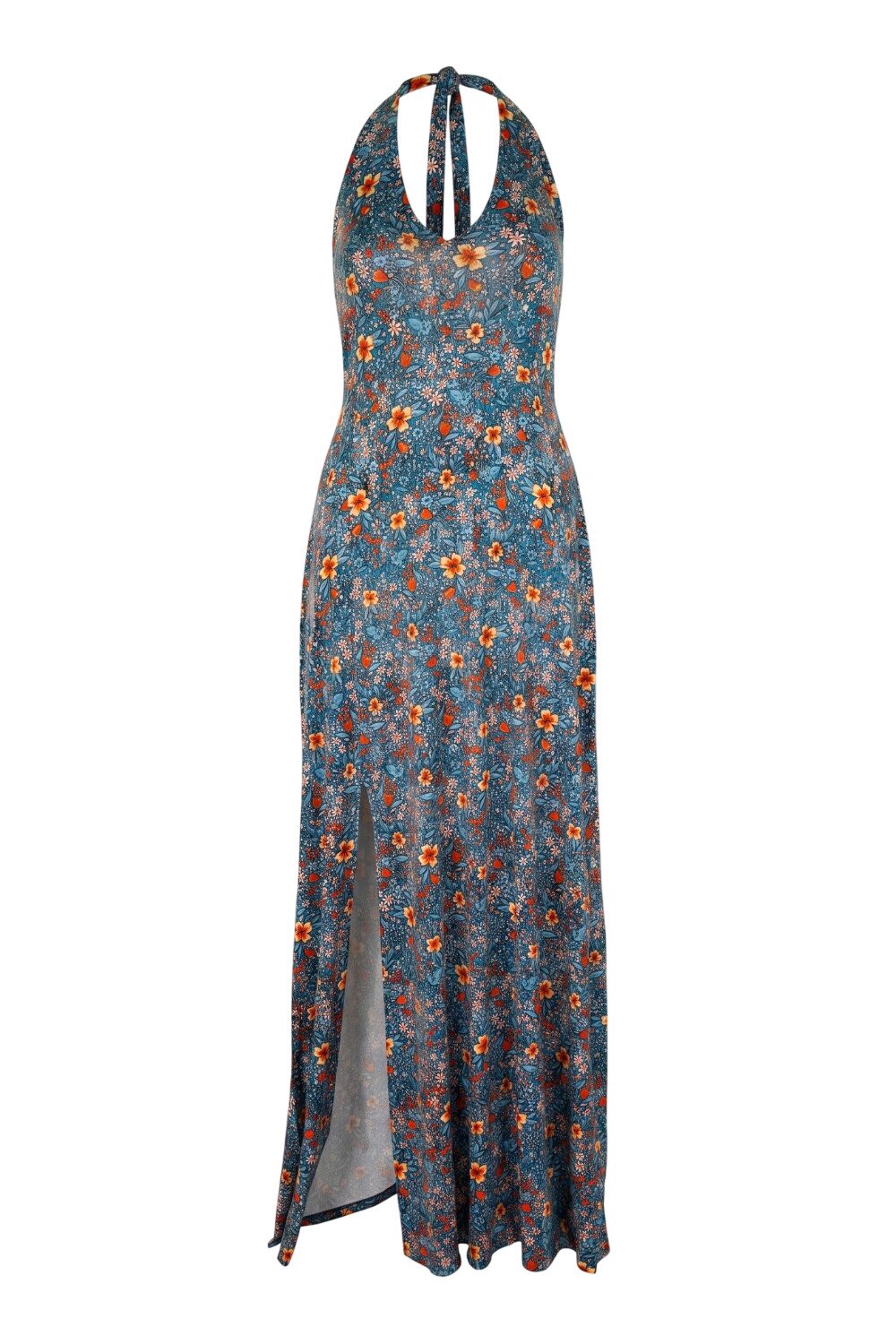 Halter Neck Split Maxi Kleid