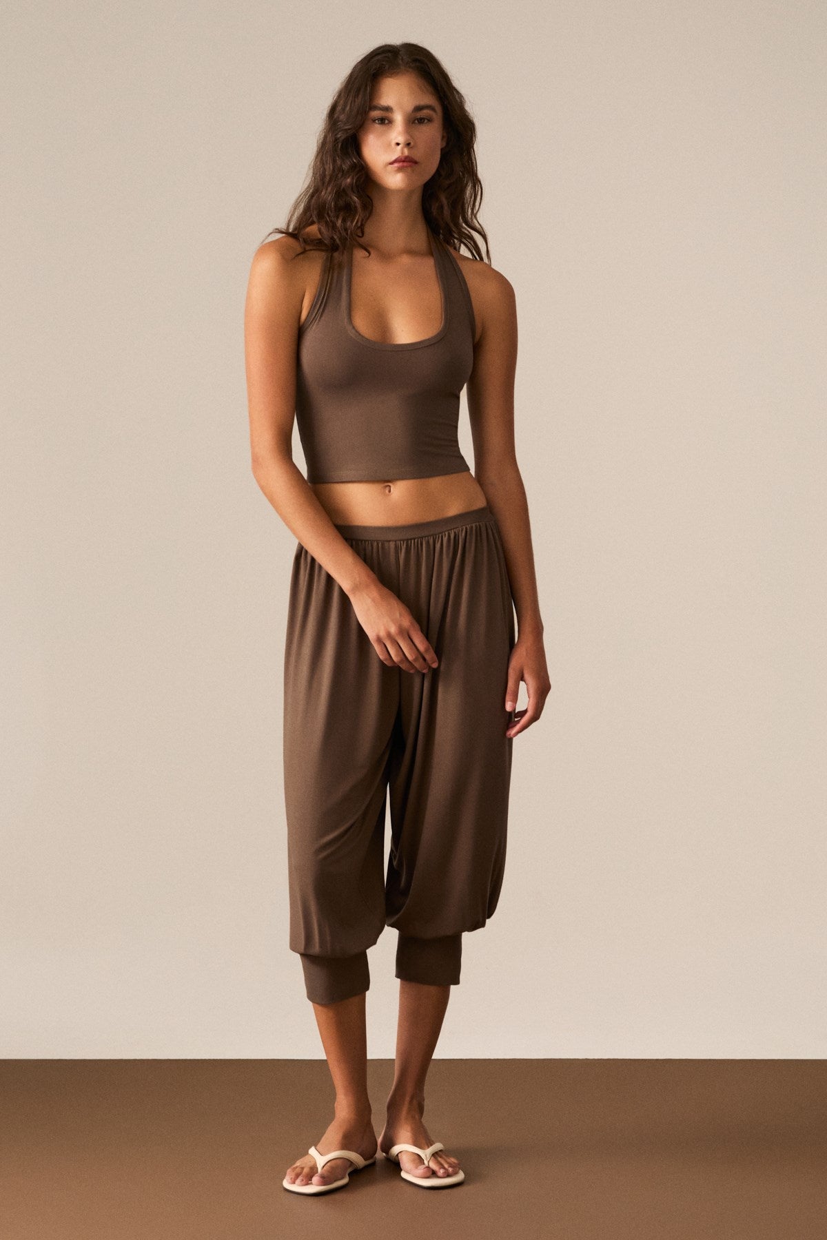 ETHIQUET Hanoi Damen Hose Elastikbund Braun