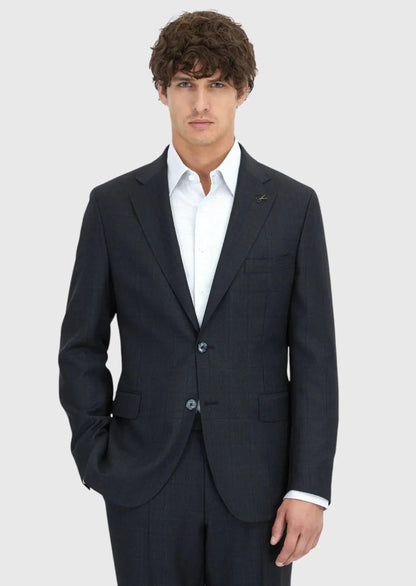 Anzug aus 100 % Wolle, kariert in der Farbe Hard Coal, Zeroweight Slim Fit