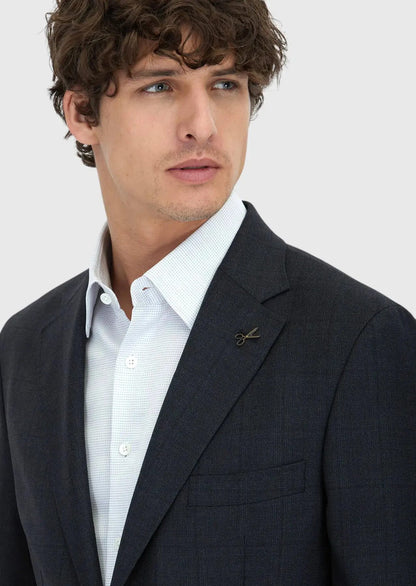 Anzug aus 100 % Wolle, kariert in der Farbe Hard Coal, Zeroweight Slim Fit