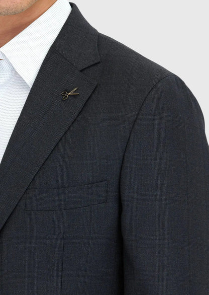 Anzug aus 100 % Wolle, kariert in der Farbe Hard Coal, Zeroweight Slim Fit