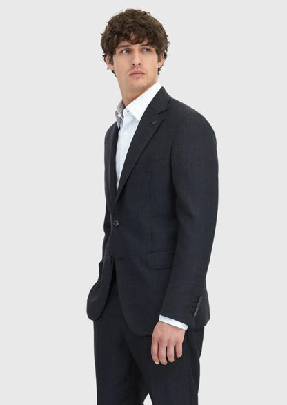 Anzug aus 100 % Wolle, kariert in der Farbe Hard Coal, Zeroweight Slim Fit