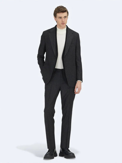 Kohle Unifarben Comfort Fit Anzug