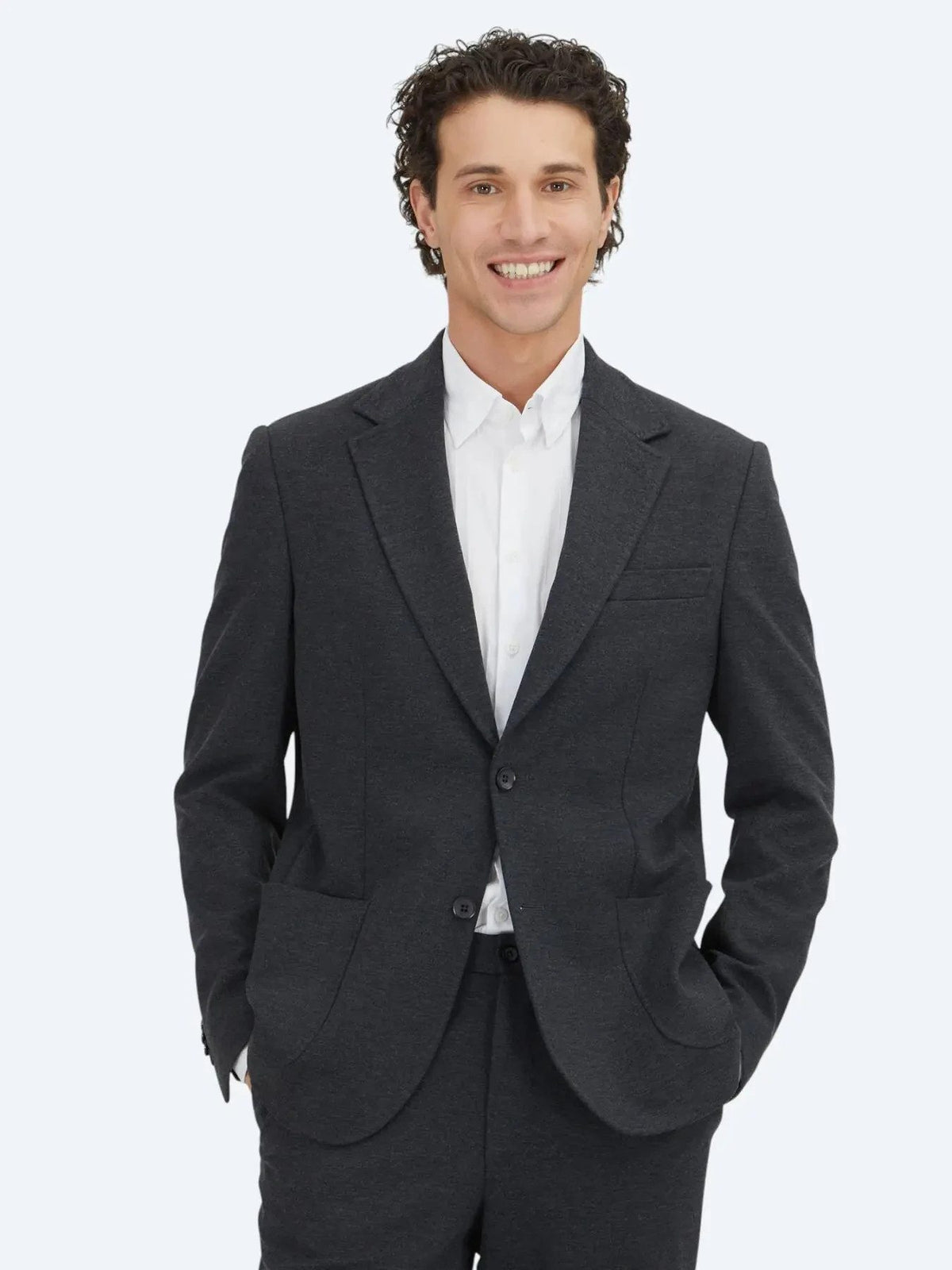 Kohle Schwarz Modern Fit Baumwollanzug