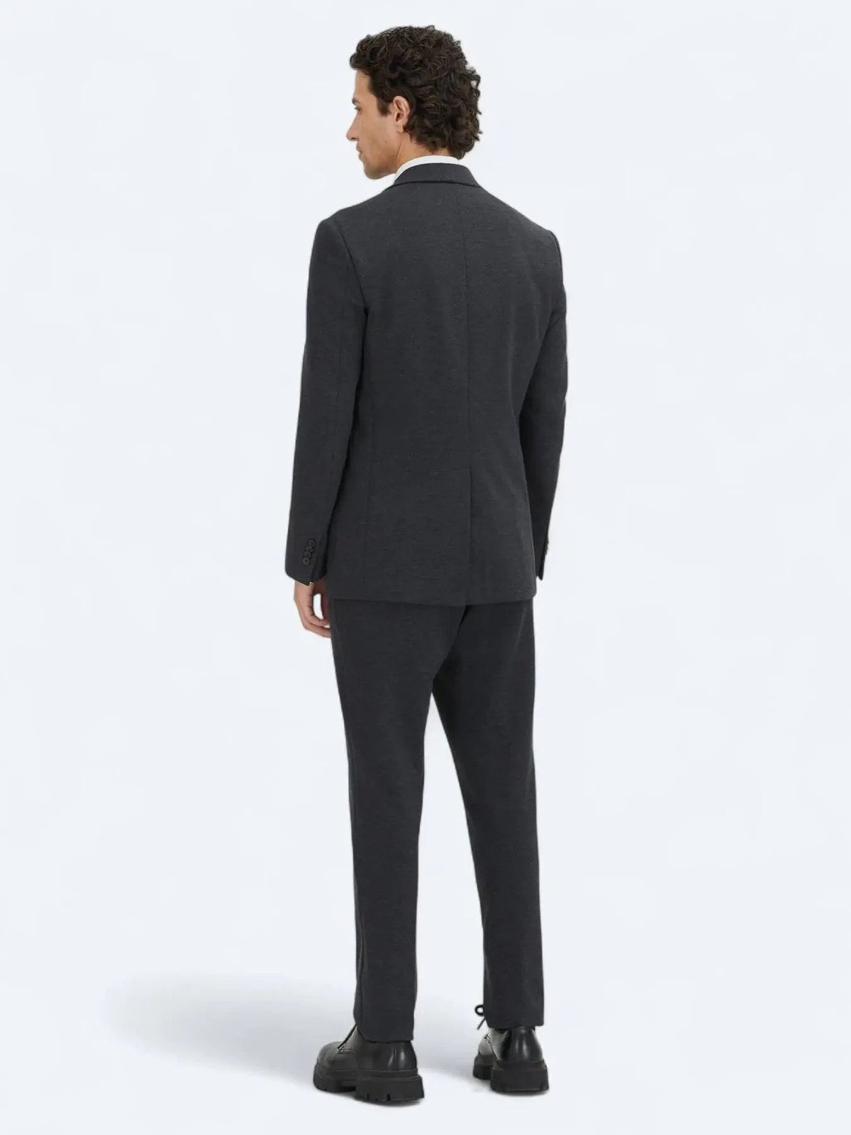 Kohle Schwarz Modern Fit Baumwollanzug