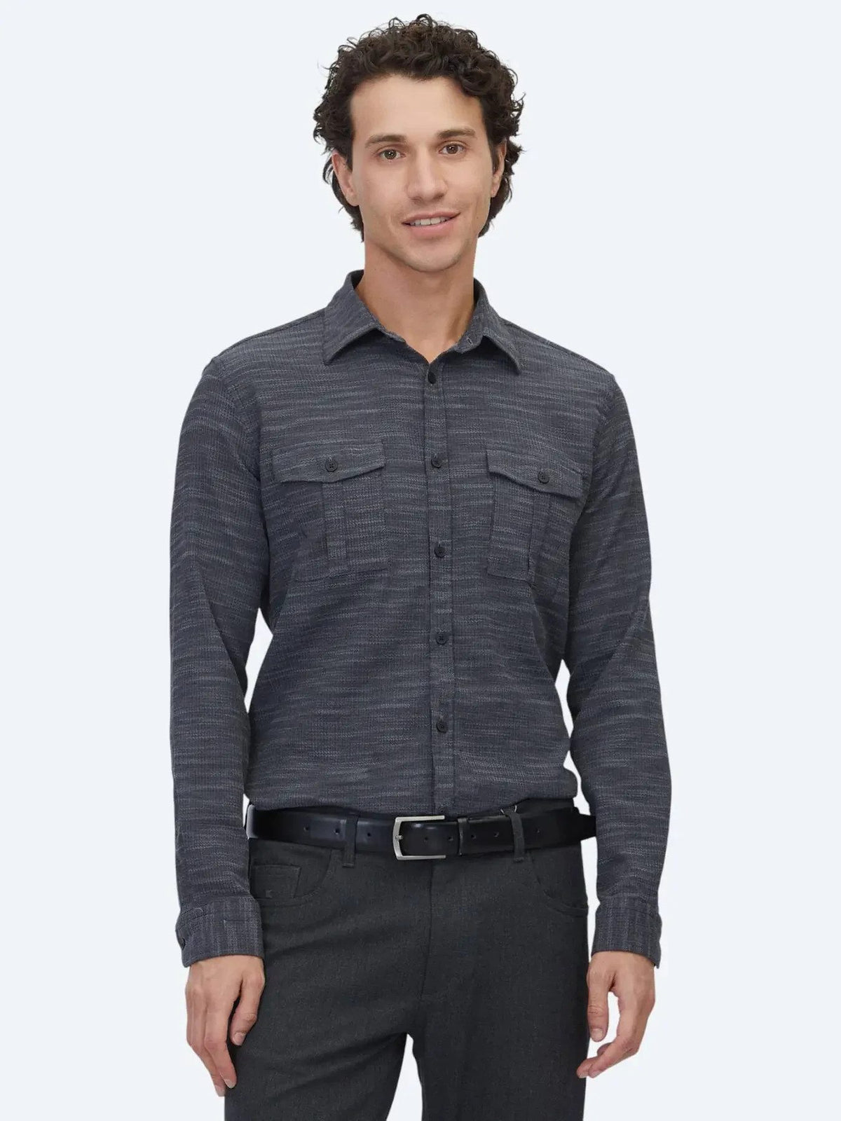 Kohlenstoff Regular Fit Casual Baumwollhemd