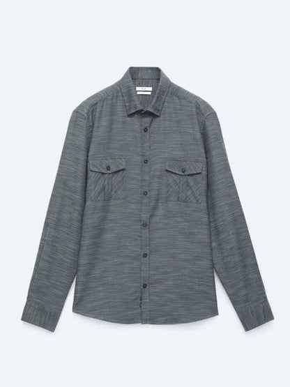 Kohlenstoff Regular Fit Casual Baumwollhemd