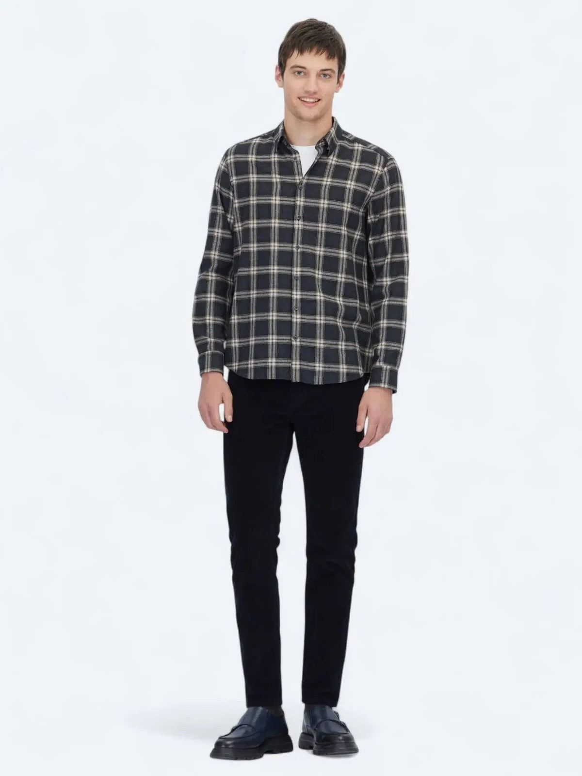 Kohlenstoff Regular Fit Casual Baumwollhemd