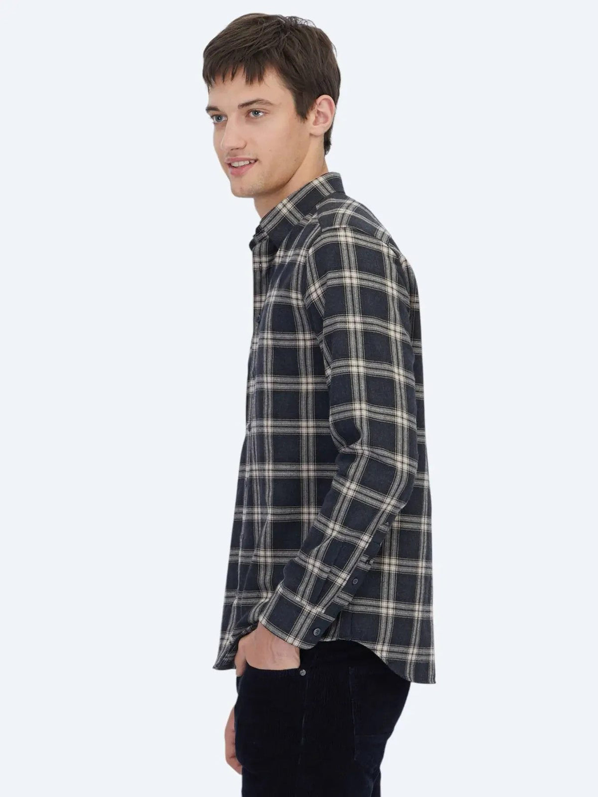 Kohlenstoff Regular Fit Casual Baumwollhemd