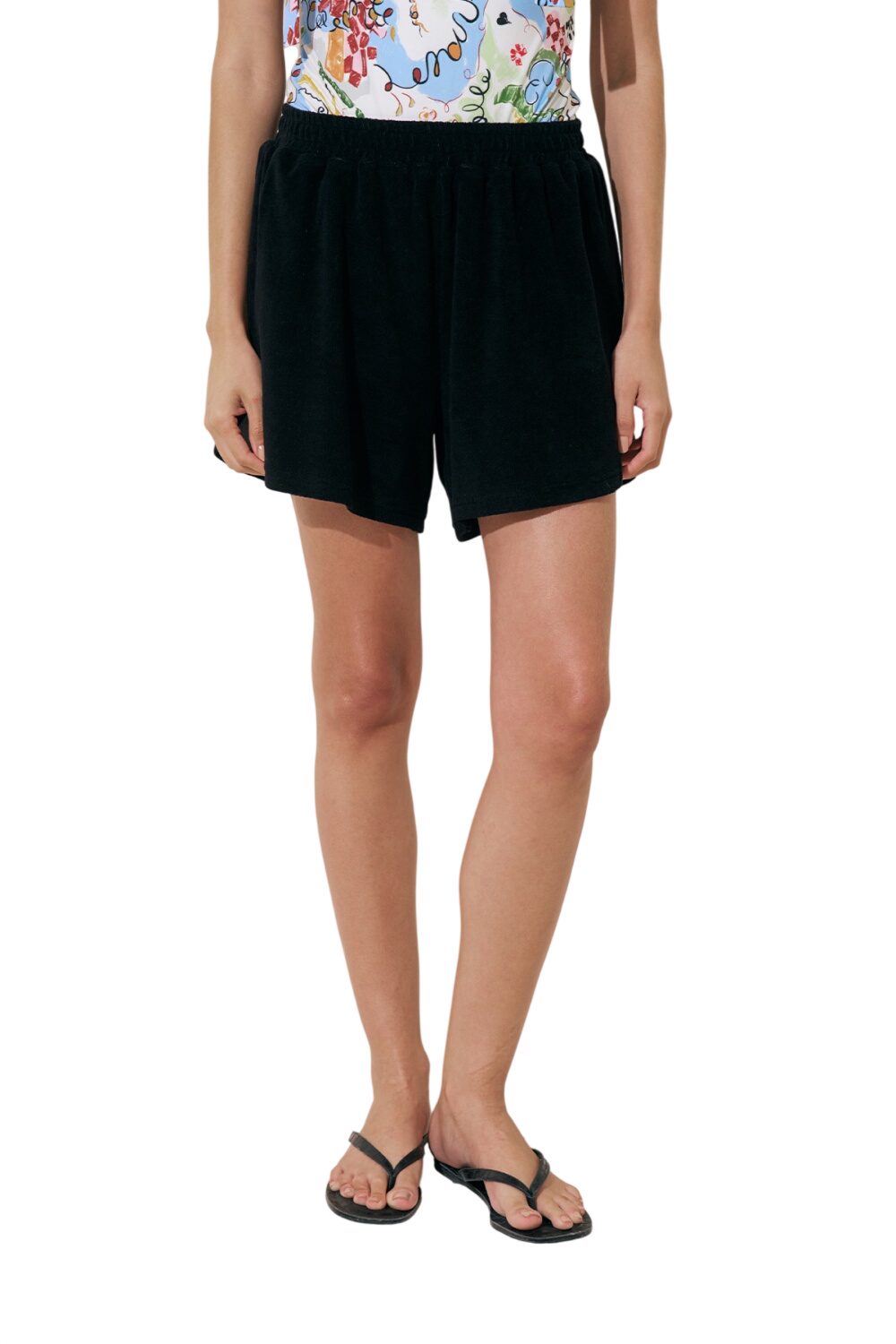 SCHWARZE HANDTUCH-SHORTS