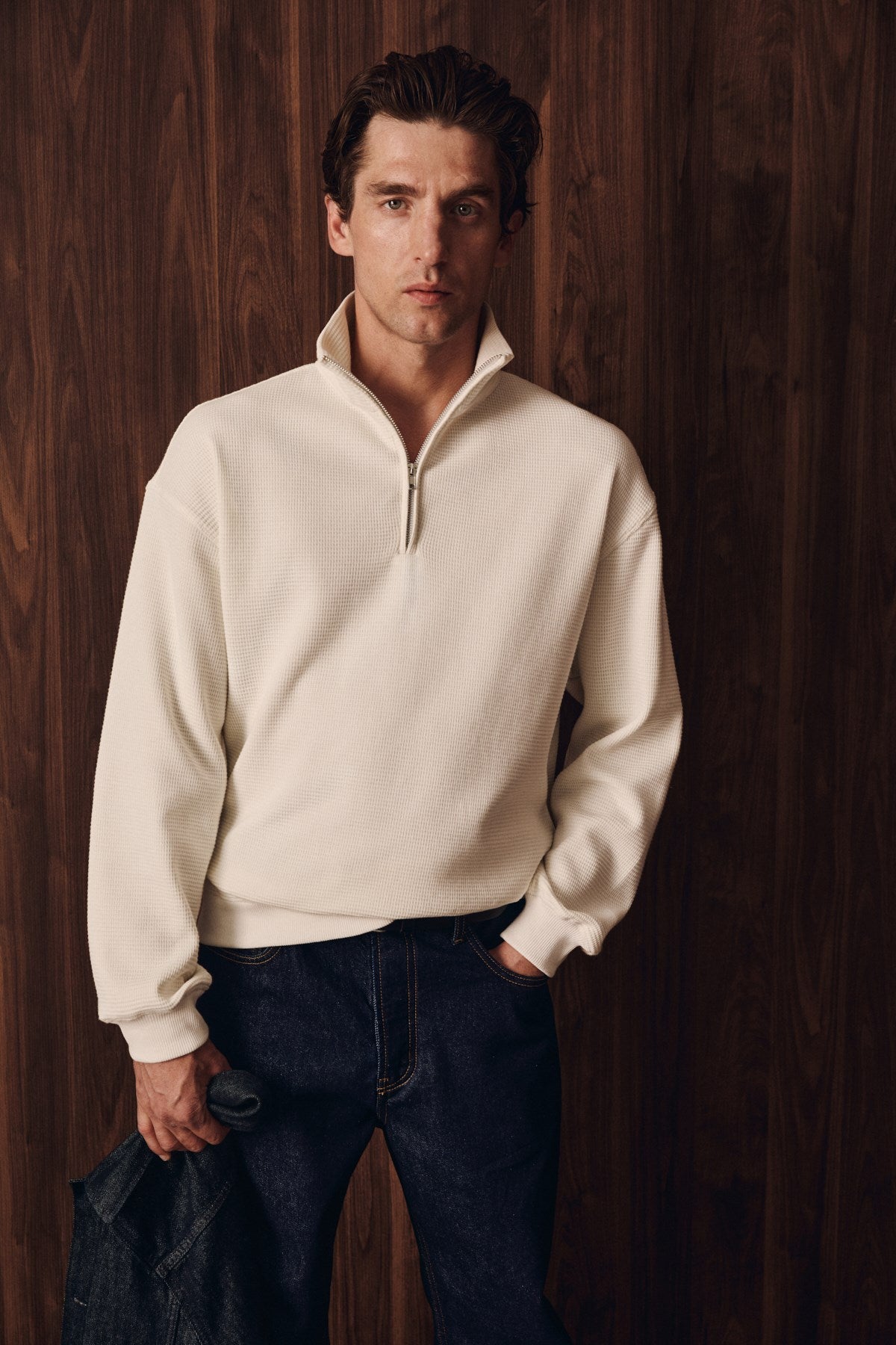 GRIMELANGE HELOR Herren Bio-Baumwoll-Sweatshirt Ecru