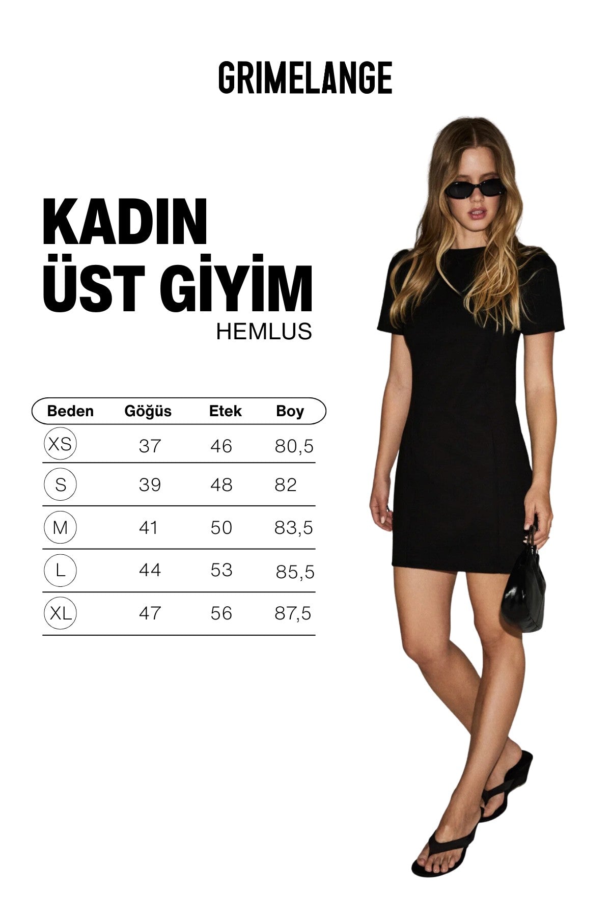 GRIMELANGE HEMLUS Damen Minikleid Soft Stretch Schwarz