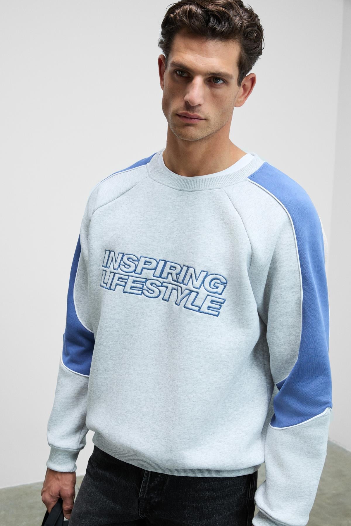 GRIMELANGE HERCULES Herren Rundhals-Sweatshirt Graue Melange
