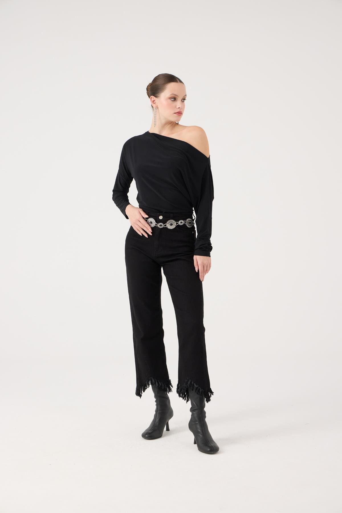 Hochbund Jeans mit Knopfverschluss