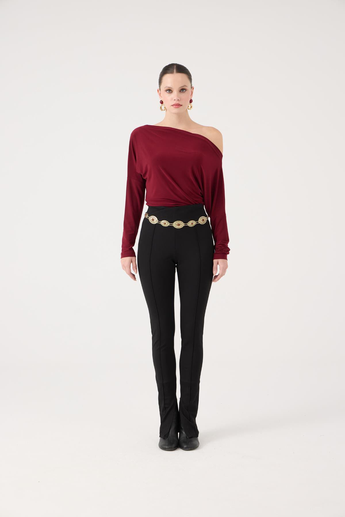 Hochtaillierte Lena-Hose mit Schlitz