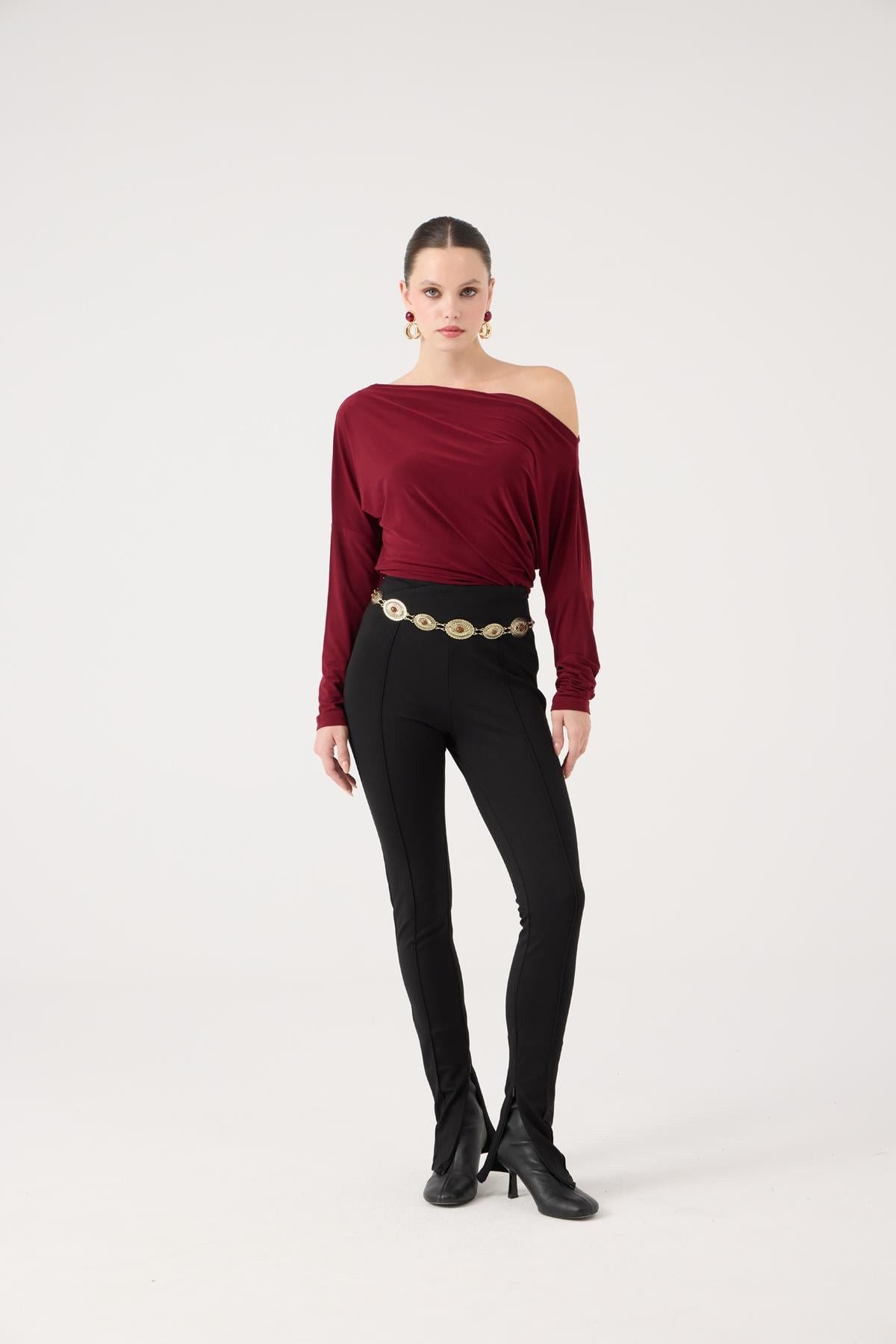 Hochtaillierte Lena-Hose mit Schlitz