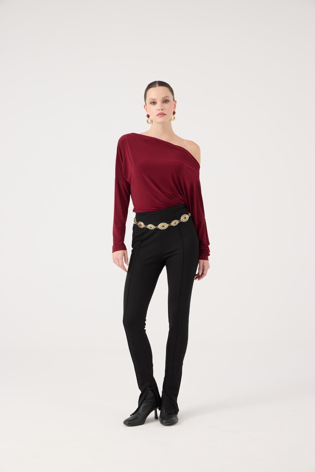 Hochtaillierte Lena-Hose mit Schlitz