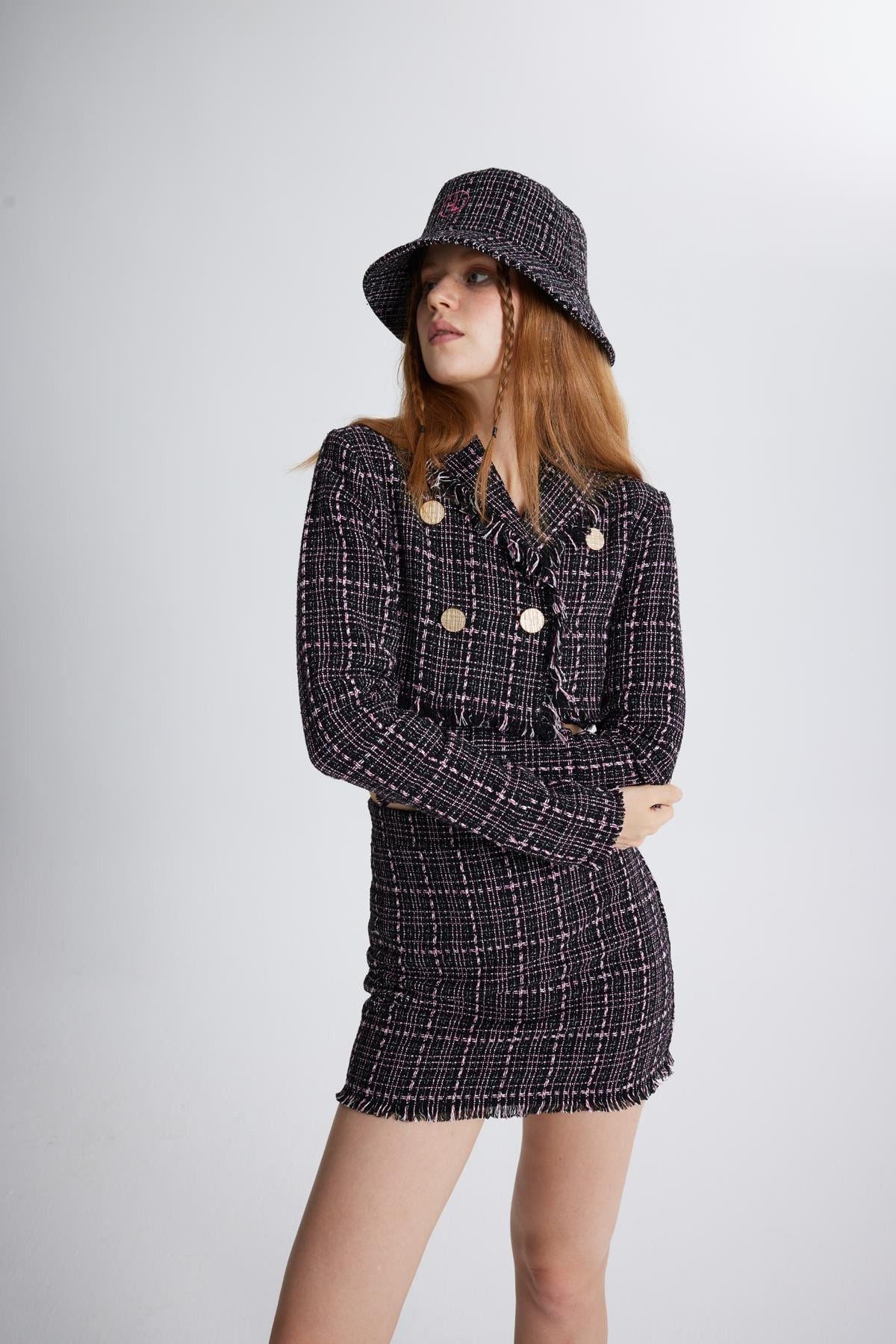 Tweed Kurzjacke aus Taffeta