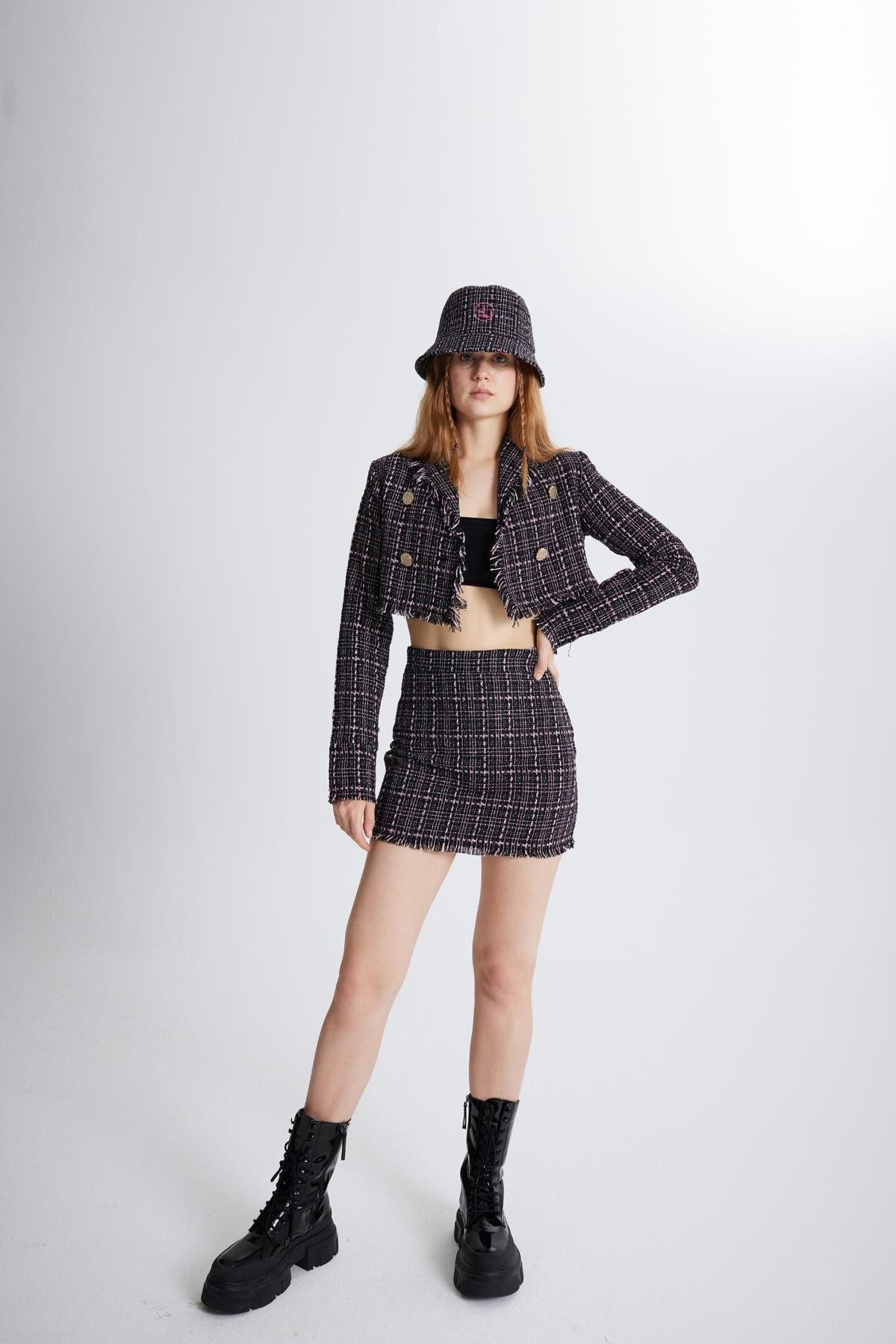 Tweed Kurzjacke aus Taffeta