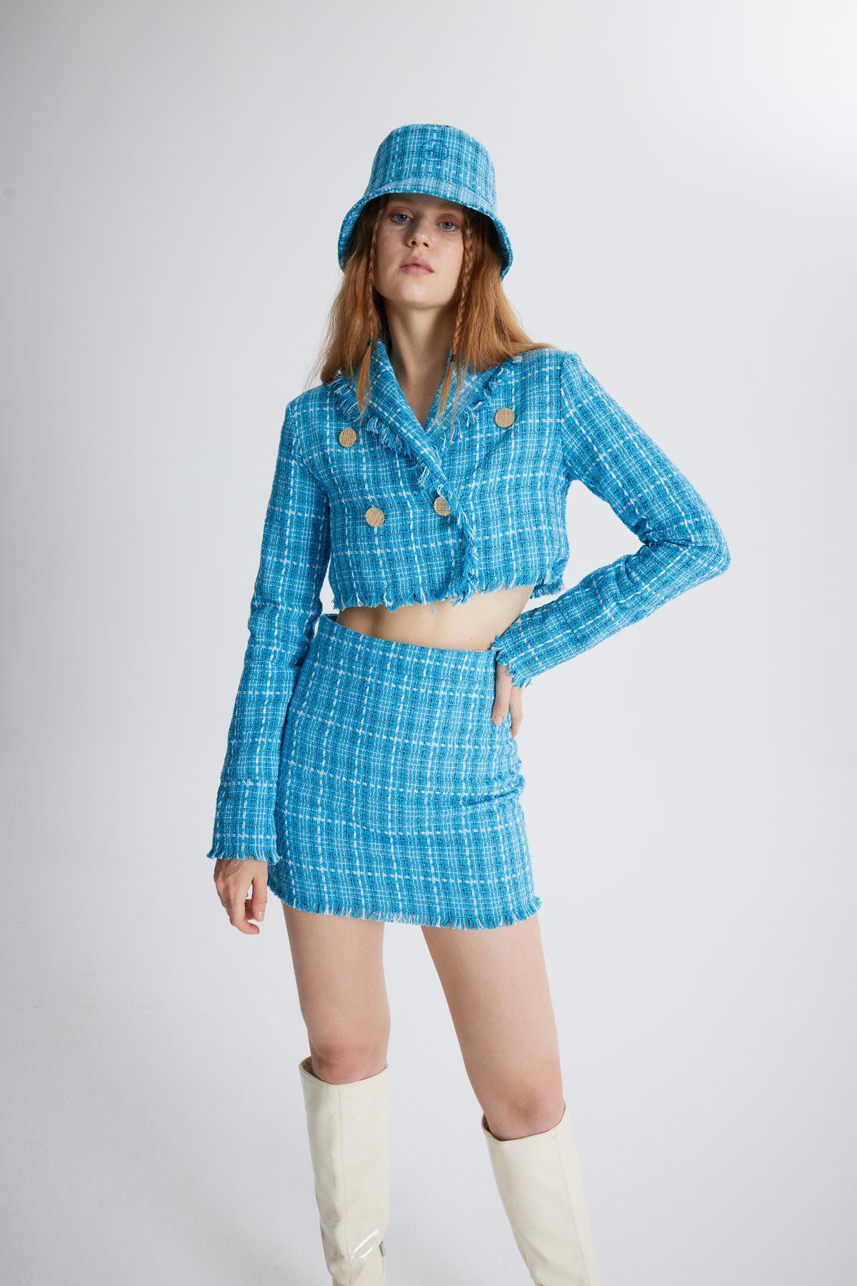 Tweed Kurzjacke aus Taffeta