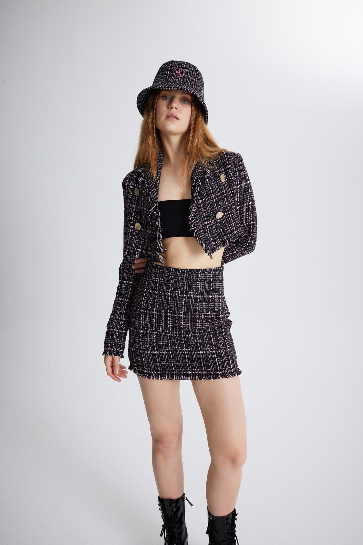 Tweed Kurzjacke aus Taffeta