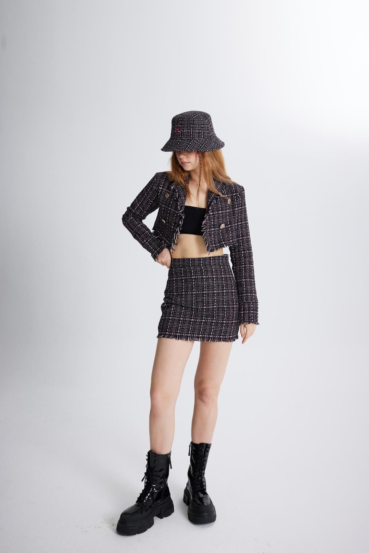 Tweed Kurzjacke aus Taffeta